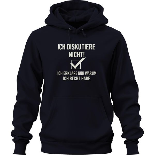 Non Discuto, Ho Sempre Ragione Detto Divertente Regalo Unisex Felpa Con Cappuccio, Navy, M-image