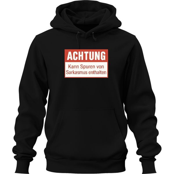 Attenzione Tracce Di Sarcasmo Incluse Divertente Umorismo Sarcastico Felpa Con Cappuccio Unisex, Nero, 3XL-image