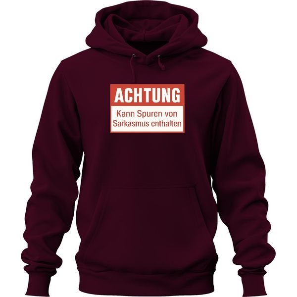 Attenzione Tracce Di Sarcasmo Incluse Divertente Umorismo Sarcastico Felpa Con Cappuccio Unisex, Borgogna, S-image