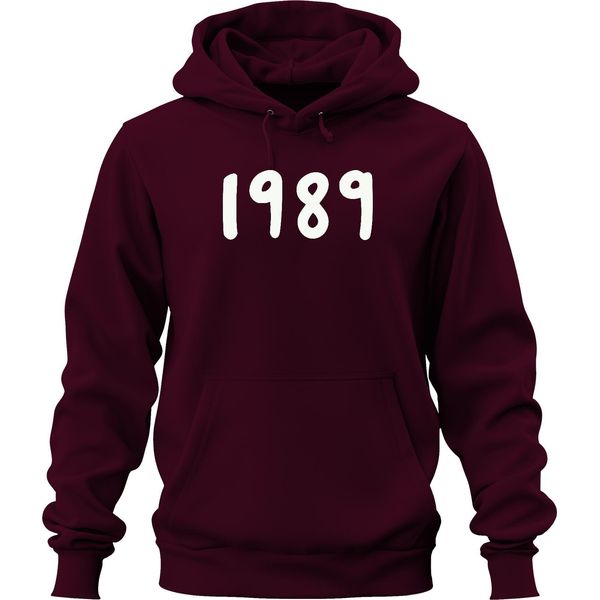 Vintage 1989 Retro 90S Anno Di Nascita Regalo Compleanno Vintage Unisex Felpa Con Cappuccio, Borgogna, Xl-image