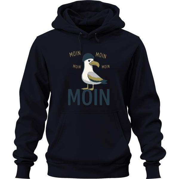 Moin MöWe Costa Della Germania Del Nord Mare Del Nord Marittimo Divertente Gabbiano Felpa Con Cappuccio Unisex, Navy, S-image