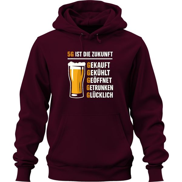 5G è Il Futuro Bought Chilled Beer Drunk Beer Glass Pub Unisex Felpa Con Cappuccio, Borgogna, 3XL-image