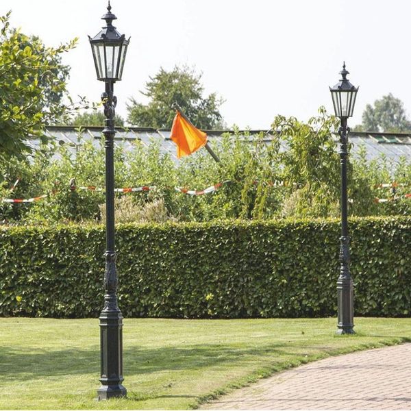 Casa Padrino Lanterna Da Giardino Barocca Verde H. 315 Cm - Illuminazione Barocca Per Esterni-image