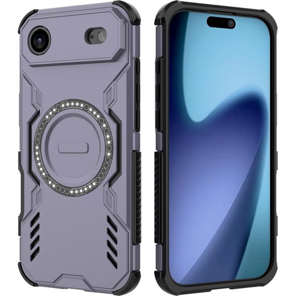 Custodia Magnetica Per Iphone Air, Paraurti Ibrido In Pc E Tpu, Prese D'aria Per La Dissipazione Del Calore Custodia Viola-image