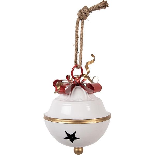 Campana Decorativa Clayre & Eef Ø 16X22 Cm In Metallo Bianco-image