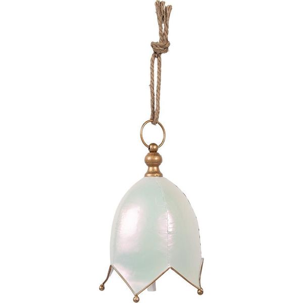 Campana Decorativa Clayre & Eef Ø 19X26 Cm In Metallo Bianco-image
