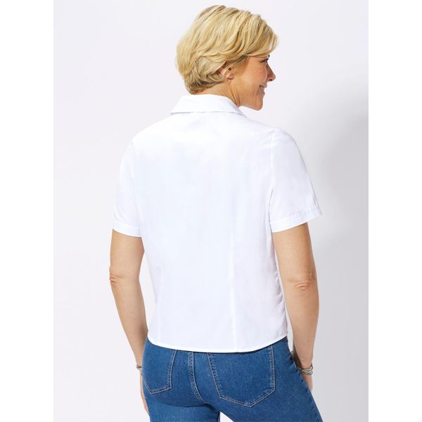 Hemdbluse Casual Looks, Damen, Gr. 52, Weiß, 50% Baumwolle, 50% Polyester, Unifarben, Blusen Hemdbluse-image