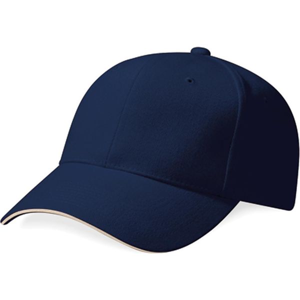 Berretto / Cappello / Cappello In Cotone Spazzolato Pesante Beechfield B65 | Pro-Style - Colore: French Navy/Stone - Taglia: Unica-image