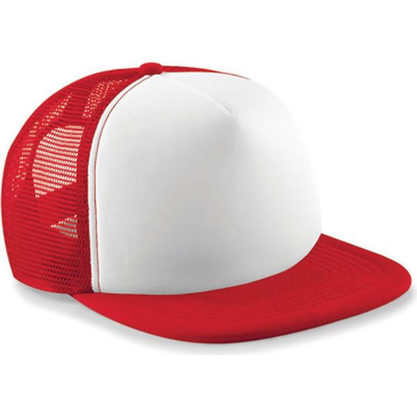 Beechfield B645 | Cappello / Berretto / Cappello Vintage Snapback Trucker - Colore: Rosso Classico / Bianco - Taglia: Unica-image
