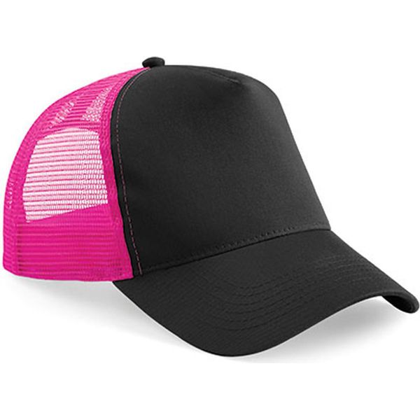 Cappello / Berretto / Berretto / Cappello Beechfield B640 | Snapback Trucker - Colore: Nero/Fucsia - Taglia: Unica-image