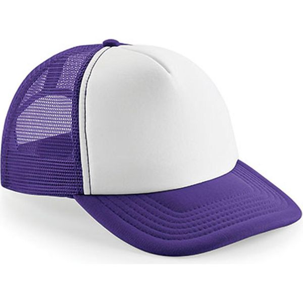 Beechfield B645 | Vintage Snapback Trucker Cap / Berretto / Cappello - Colore: Viola/Bianco - Taglia: Unica-image