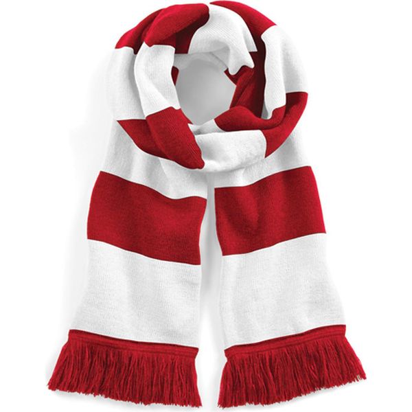 Beechfield B479 | Sciarpa Varsity / Sciarpa Invernale Da Uomo - Colore: Rosso Classico/Bianco - Taglia: Unica-image