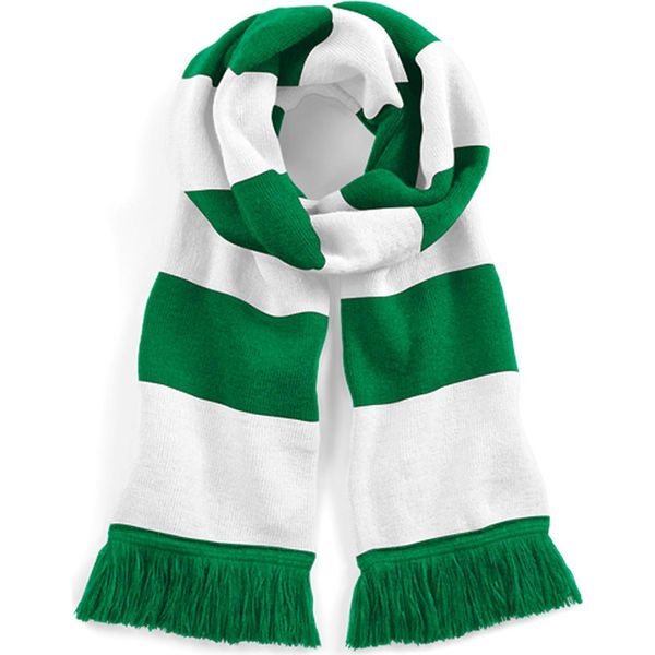 Beechfield B479 | Sciarpa Varsity / Sciarpa Invernale Da Uomo - Colore: Verde Kelly/Bianco - Taglia: Unica-image