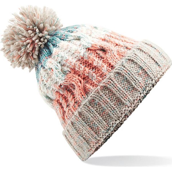 Beechfield B486 | Corkscrew Pom Pom Beanie Cappello Invernale - Colore: Milkshake Mix - Taglia: Unica-image