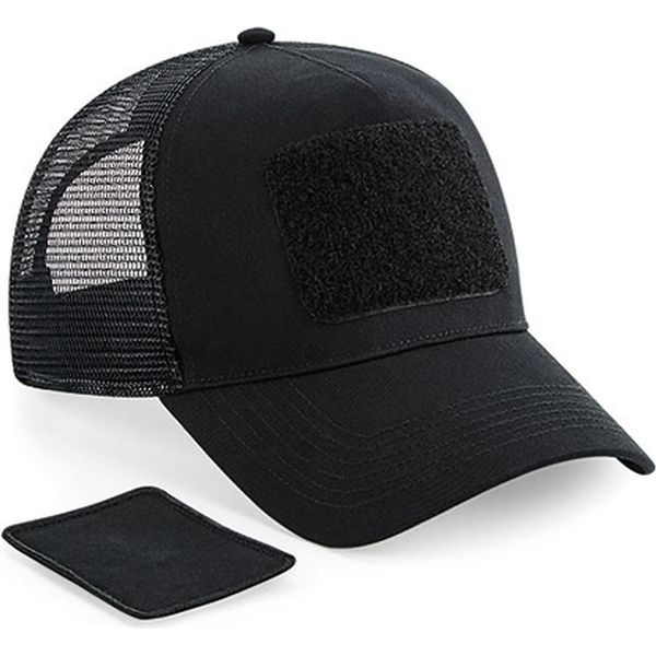 Beechfield B641 | Patch Snapback Trucker Cap, Snapback Size Adjuster - Colore: Nero - Taglia: Unica-image