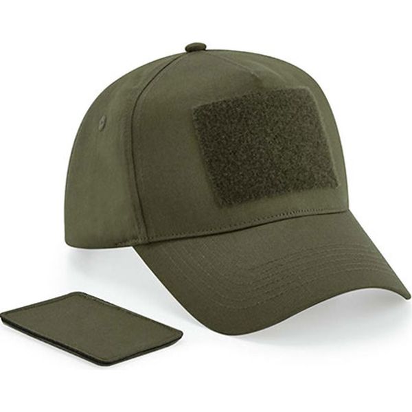 Beechfield B638 | Cappello A 5 Pannelli Con Patch Rimovibile In Cotone - Colore: Verde Militare - Taglia: Unica-image