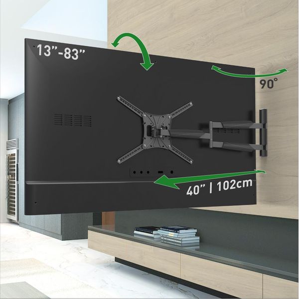 Barkan - Supporto A Parete Per Tv Full Motion Lungo - 13 Pollici - 83 Pollici/33 Cm - 211 Cm - 50 Kg - Nero-image