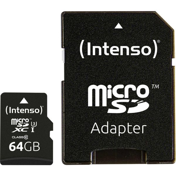 Intenso - Scheda Di Memoria Flash (Adattatore Da Microsdxc A Sd Incluso) - 64 Gb - Uhs Classe 1 / Classe 10 - Microsdxc UHS-I-image