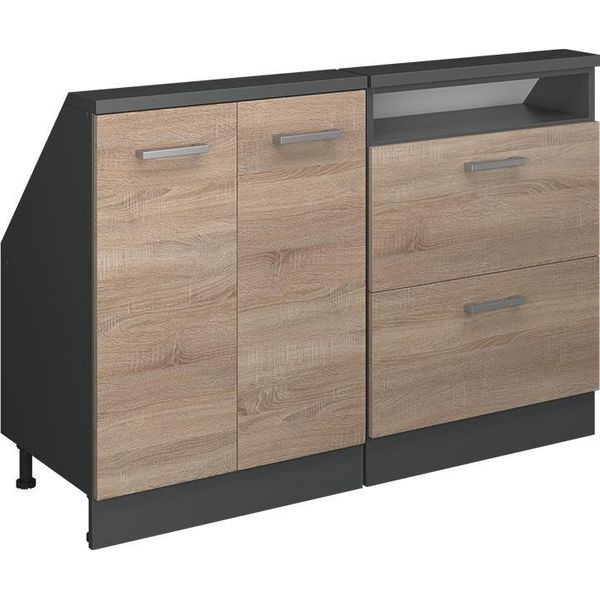 Vicco Mobile Cucina Sottotetto R-Line, 120 Cm Set Di 2, Sonoma/Antracite-image