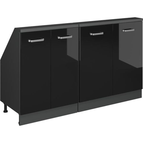 Vicco Mobile Cucina Sottotetto R-Line, 140 Cm Set Di 2, Nero Lucido/Antracite-image
