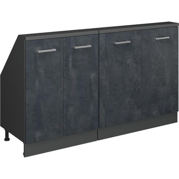 Vicco Mobile Cucina Sottotetto R-Line, 140 Cm Set Di 2, Calcestruzzo Nero/Antracite-image