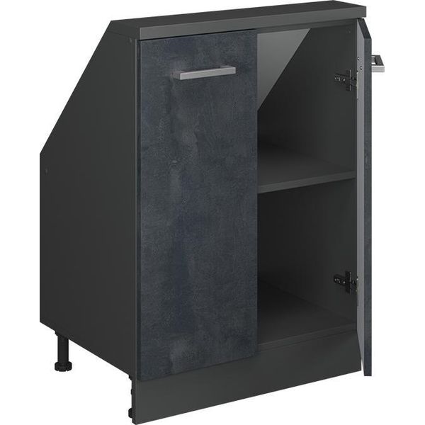 Vicco Mobile Cucina Sottotetto R-Line, 60 Cm Con 2 Porte, Calcestruzzo Nero/Antracite-image