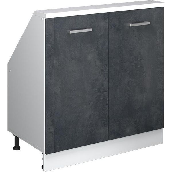Vicco Mobile Sottotetto Rion, Con 2 Porte, Nero Cemento/Bianco/Bianco-image