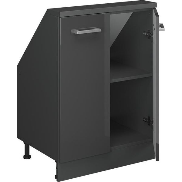 Vicco Mobile Cucina Sottotetto R-Line, 60 Cm Con 2 Porte, Antracite Lucido/Antracite-image