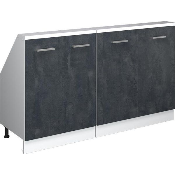 Vicco Mobile Cucina Sottotetto R-Line, 140 Cm Set Di 2, Nero Cemento/Bianco-image