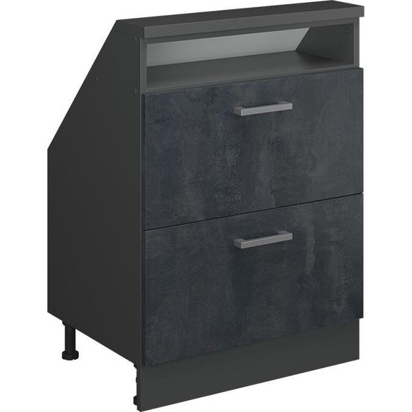 Vicco Mobile Cucina Sottotetto R-Line, 60 Cm Con 2 Cassetti, Calcestruzzo Nero/Antracite-image