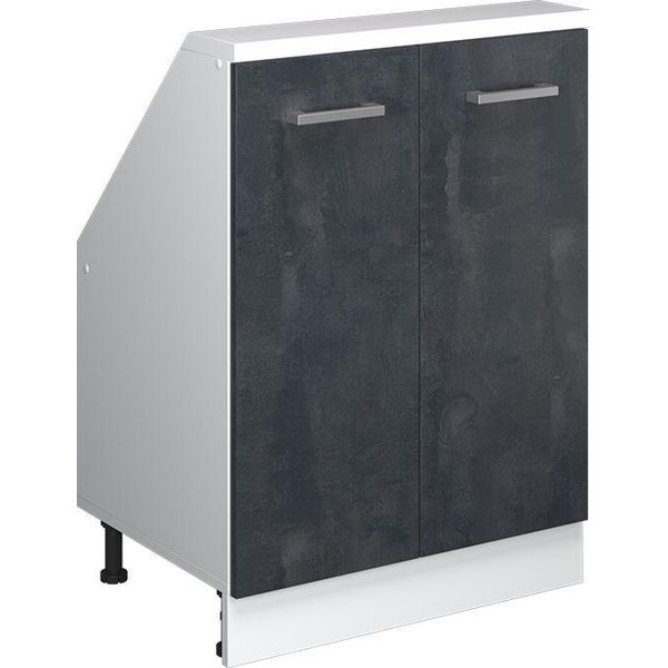 Vicco Mobile Cucina Sottotetto R-Line, 60 Cm Con 2 Porte, Nero Cemento/Bianco-image