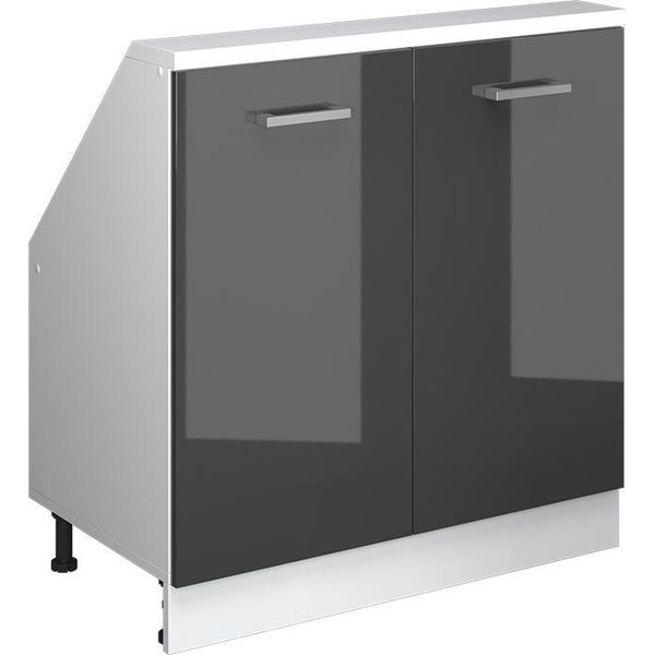 Vicco Mobile Cucina Sottotetto R-Line, 80 Cm Con 2 Porte, Antracite Lucido/Bianco-image