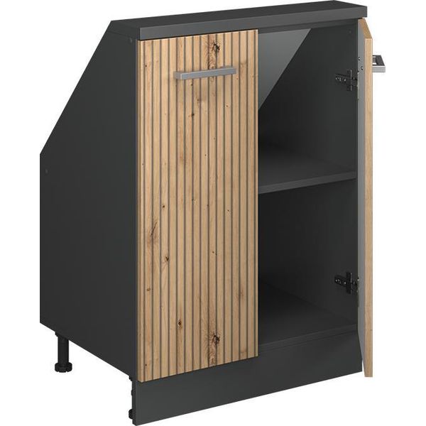Vicco Mobile Cucina Sottotetto R-Line, 60 Cm Con 2 Porte, Rovere Artigianale/Antracite-image