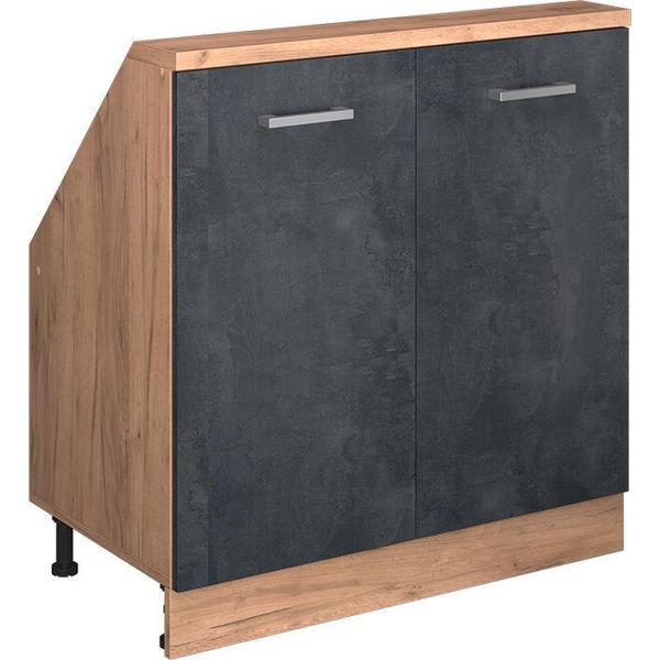 Vicco Mobile Sottotetto Rion, Con 2 Porte, Calcestruzzo Nero/Quercia Dorata/Quercia Dorata-image