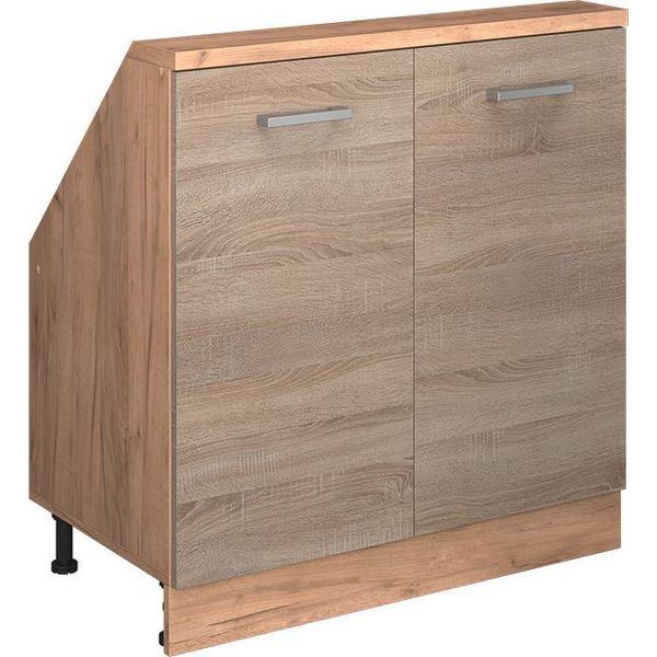 Vicco Mobile Cucina Sottotetto R-Line, 80 Cm Con 2 Porte, Rovere Sonoma/Goldkraft-image