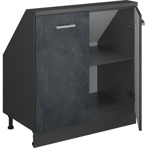 Vicco Mobile Cucina Sottotetto R-Line, 80 Cm Con 2 Porte, Calcestruzzo Nero/Antracite-image