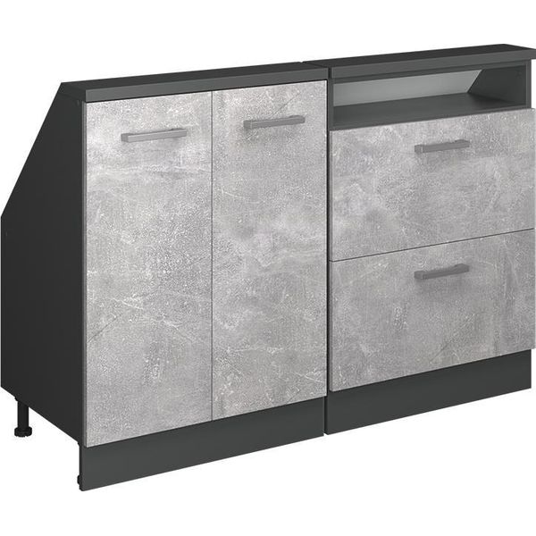 Vicco Mobile Cucina Sottotetto R-Line, 120 Cm Set Di 2, Calcestruzzo/Antracite-image
