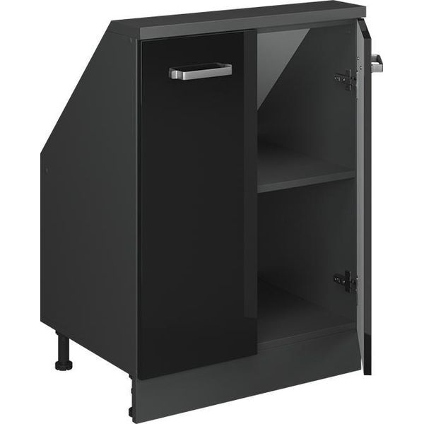 Vicco Mobile Sottotetto Rion, Con 2 Porte, Nero Lucido/Antracite/Antracite-image