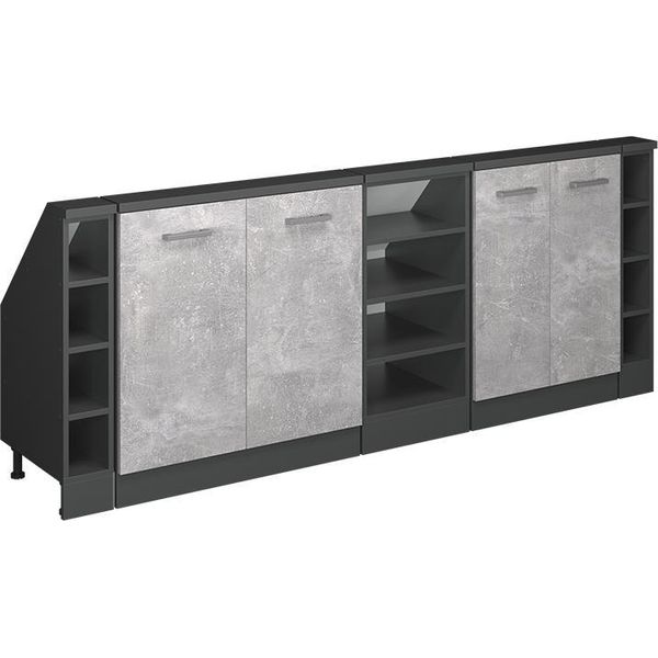Vicco Mobile Cucina Sottotetto R-Line, 215 Cm Set Di 5, Calcestruzzo/Antracite-image