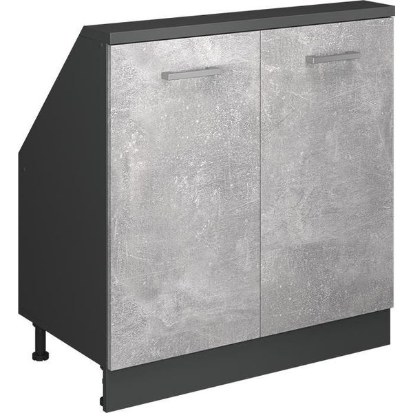 Vicco Mobile Cucina Sottotetto R-Line, 80 Cm Con 2 Porte, Calcestruzzo/Antracite-image