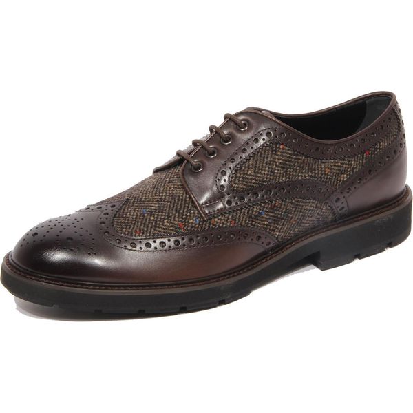 G2348 Scarpa Allacciata Tod's Derby 46A Brown Leather/Fabric Shoe Men-image