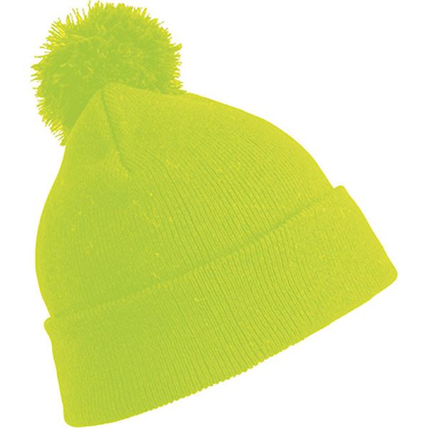 Result Winter Essentials RC028X | Berretto Con Pom Pom Da Donna - Dimensioni: Circa 20 X 22 Cm - Colore: Giallo Fluorescente - Taglia: Unica-image