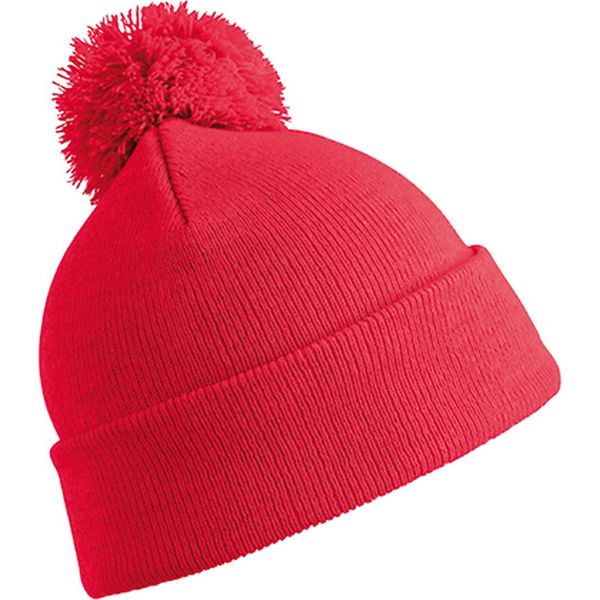 Result Winter Essentials RC028X | Ladies Pom Pom Beanie - Dimensioni: Circa 20 X 22 Cm - Colore: Rosso - Taglia: Unica-image