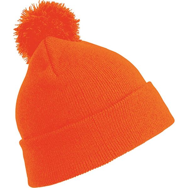 Result Winter Essentials RC028J | Junior Pom Pom Beanie Cappello Invernale Per Bambini - Colore: Arancione Fluorescente - Taglia: Unica-image