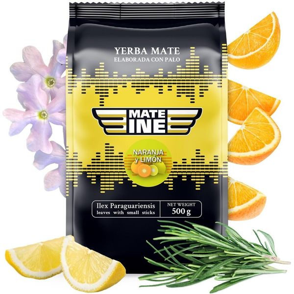 Tè Yerba Mate Mateine Naranja Y Limon 500 G - Yerba Mate Paraguayano Agli Agrumi - Senza Aggiunta Di Aromi Artificiali-image