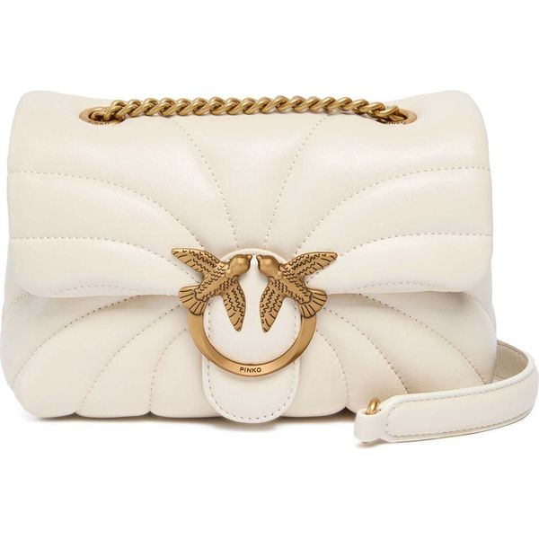 Pinko Pelle Borsa A Tracolla Borsa A Tracolla Love Puff Mini Cl Sheep Nappa Quilt White - Antique Gold Avorio-image