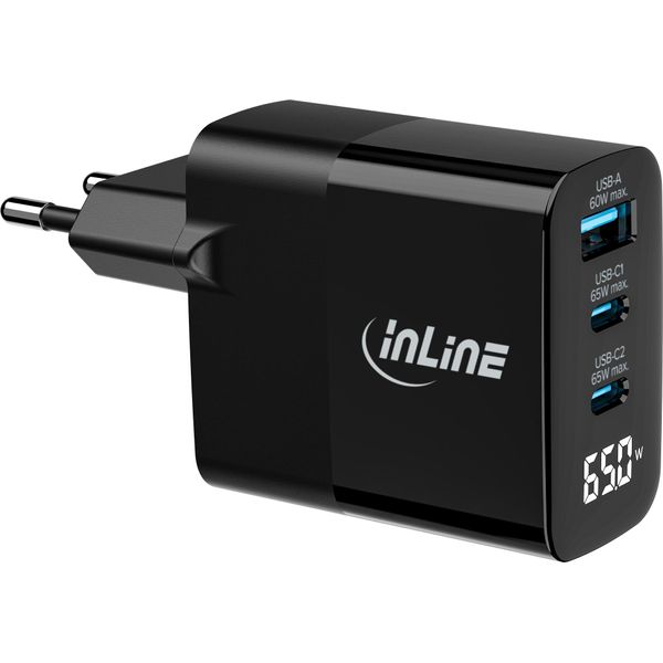 Inline Usb Pd Netzteil Gan Ladegeraet 3-Port USB-C+ USB-A 65W Mit (31552)-image