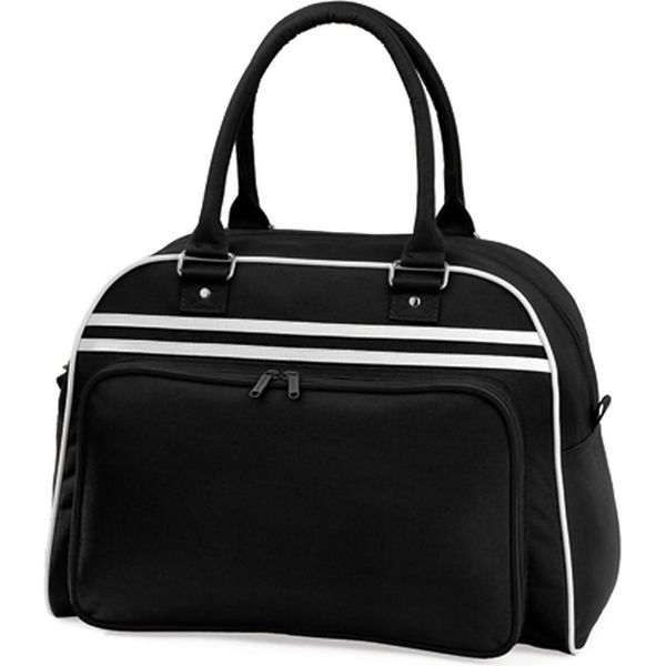 Bagbase BG75 | Borsa Da Bowling Retrò | 44 X 31 X 25 Cm - Colore: Nero/Bianco - Dimensioni: 44 X 31 X 25 Cm-image
