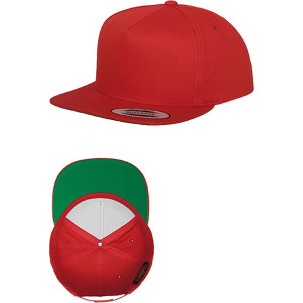 Flexfit 6007 | Classic 5 Panel Snapback Cap / Berretto / Cappello - Colore: Rosso - Taglia: Unica-image