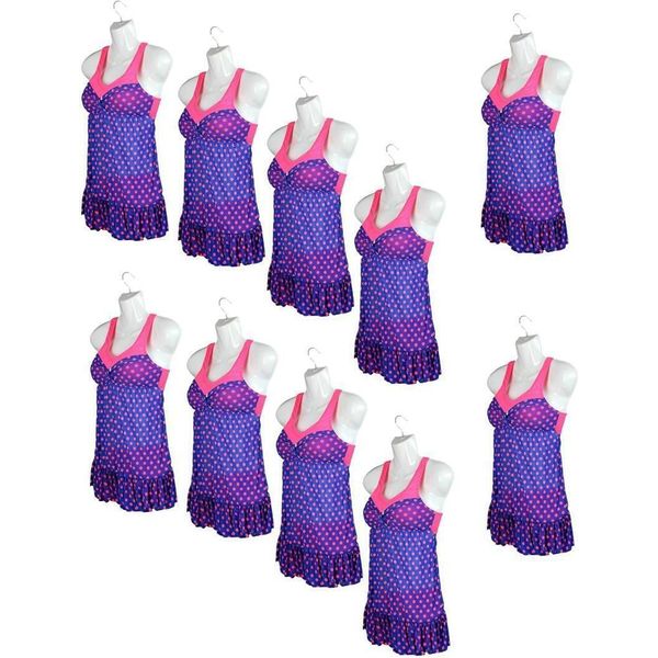 Set Di 10 Busti Femminili - Busto Da Donna In Plastica Da 70 Cm - Busto In Plastica Di Colore Bianco - Mezzo Corpo Da Donna In Plastica - Figura Di Manichino - Manichino Da Esposizione Con Ganci-image
